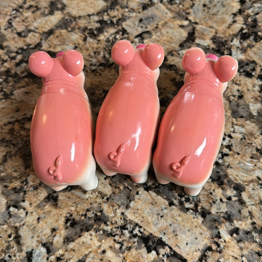 Vintage Set of Three Pink Pig Ja-ru Rubber toys - Picture 4 of 5